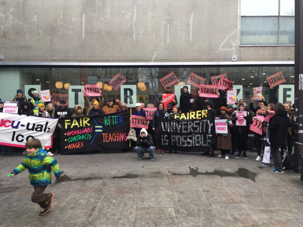 Photograph of picket at LCC in February 2020